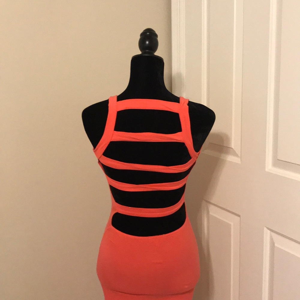 ASOS Coral Bodycon dress with back cutouts Sz 2P